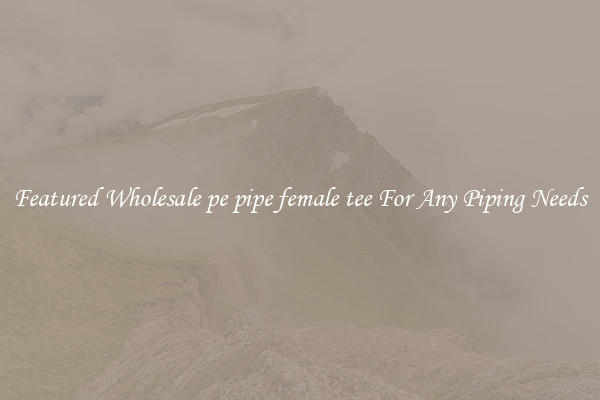 Featured Wholesale pe pipe female tee For Any Piping Needs