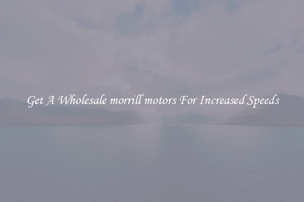 Get A Wholesale morrill motors For Increased Speeds