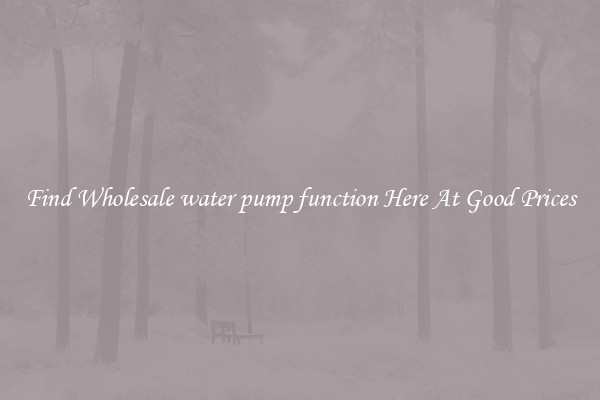 Find Wholesale water pump function Here At Good Prices