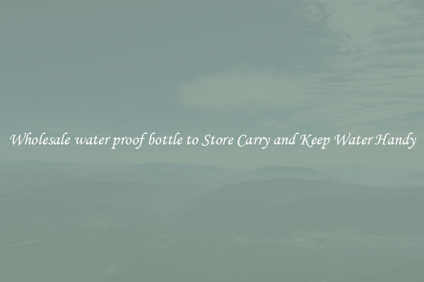 Wholesale water proof bottle to Store Carry and Keep Water Handy