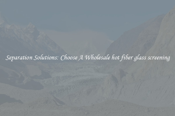Separation Solutions: Choose A Wholesale hot fiber glass screening